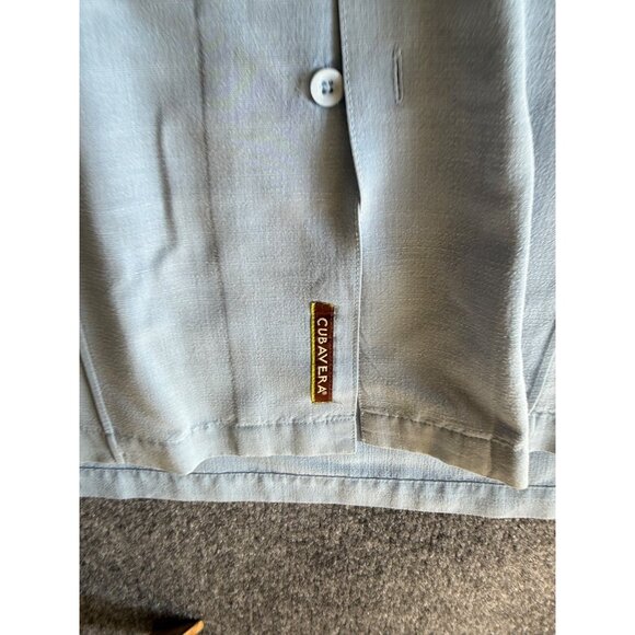 Cubavera Mens 2X/2XT Light Blue Short-Sleeve Button-Up Shirt With Textured Diamo - Picture 12 of 12